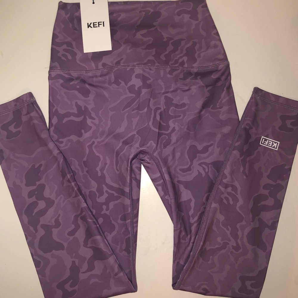 Kefi Compression Leggings Purple Camo Size X-Small